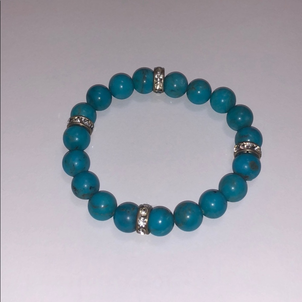 Turquoise bracelet with rhinestones
